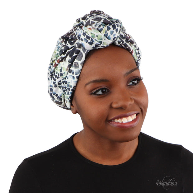 Printed Turban with Twisted Knot