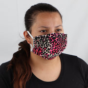 2 Ply Face Mask MADE IN USA Cotton Pattern Washable Masks and Neck Gaiter Matching Set (Neon Pink Leopard)