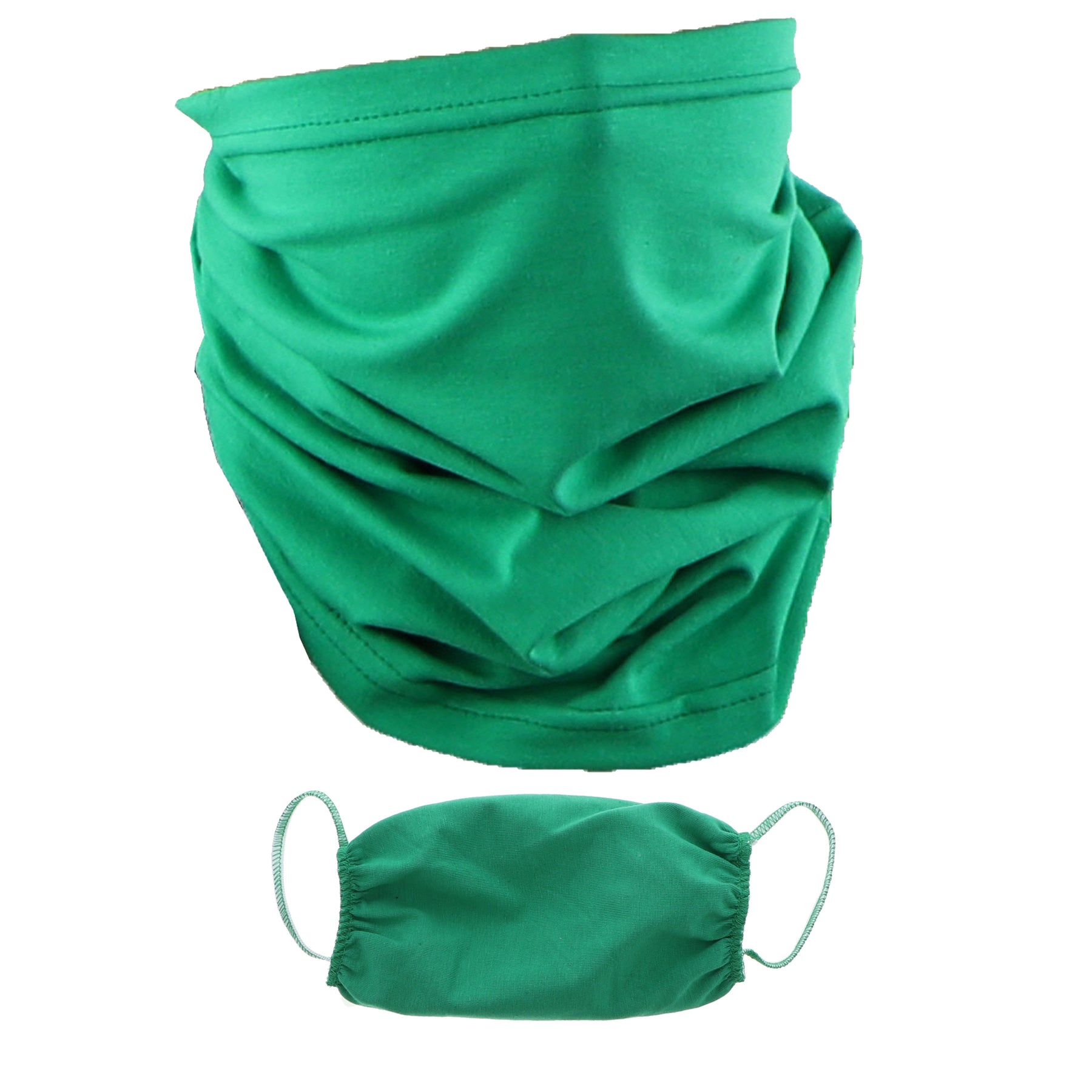 2 Ply Face Mask MADE IN USA Cotton Solid Green Washable Masks and Neck