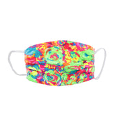 2 Ply Face Mask MADE IN USA Cotton Pattern Washable Masks and Neck Gaiter Matching Set (Neon Flowers)