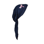 Pretied Bandana Cancer Scarf with Light Pink Dragonfly