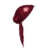 Pretied Headscarf Chemo Cap Modesty Scarf with Pink and Gold Flower