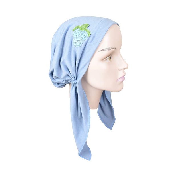 Pretied Headscarf Chemo Cap Modesty with Grape Cluster Applique