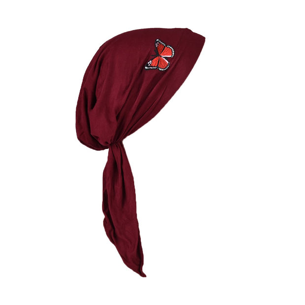 Pre Tied Chemo Head Scarf Bandana Headwear - Red Butterfly