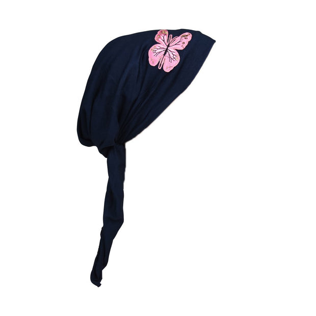 Pretied Chemo Cap with Pink Butterfly