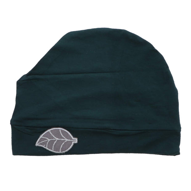 Womens Soft Sleep Cap Comfy Cancer Hat with Grey Leaf Applique