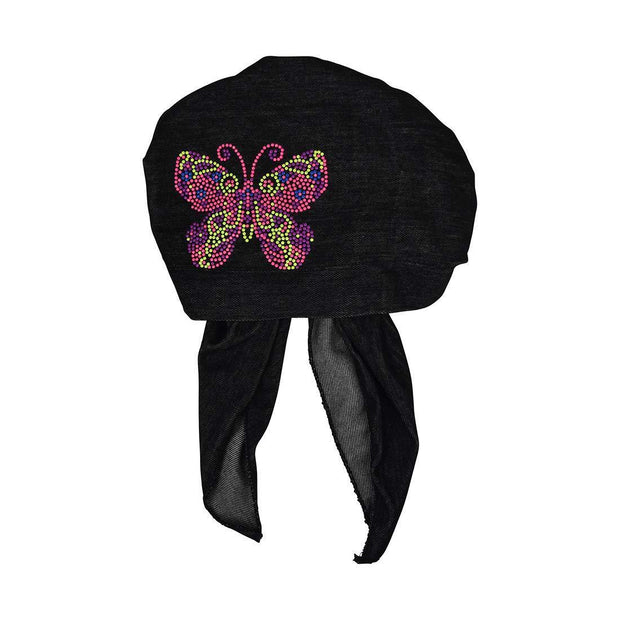 Kids Pretied Chemo Cap with Neon Butterfly