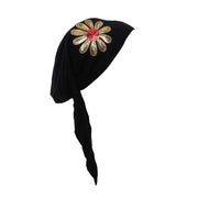 Landana Headscarves Pretied with Large Gold & Red Flower
