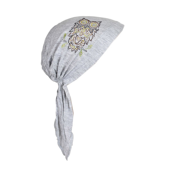 Kids Pretied Chemo Cap with Owl Applique
