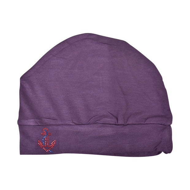 Sleep Cap / Wig Liner with Red Stud Anchor Applique
