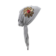 Landana Headscarves Pretied with Large Gold & Red Flower