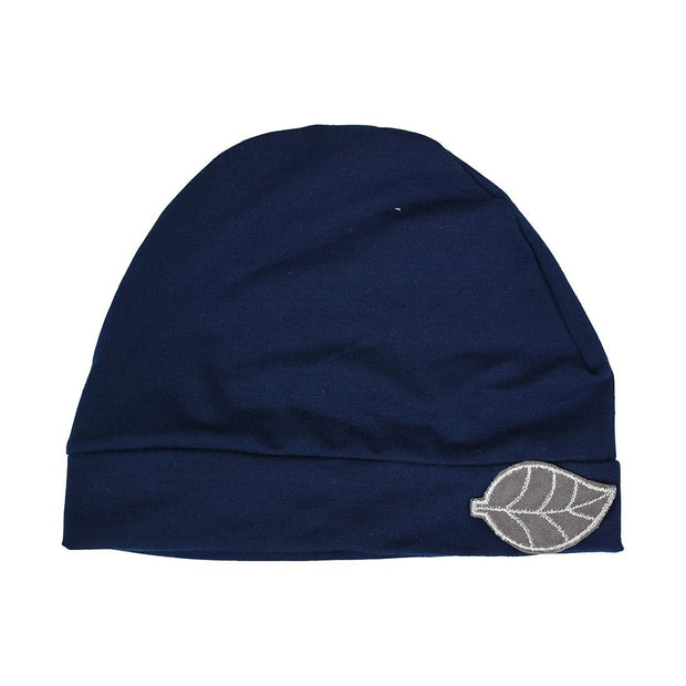 Womens Soft Sleep Cap Comfy Cancer Hat with Grey Leaf Applique