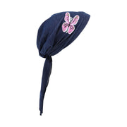 Pretied Chemo Cap with Pink Butterfly