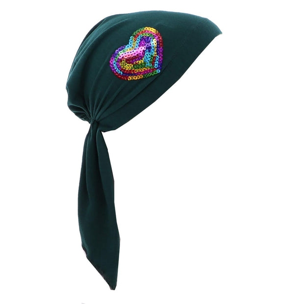 Sequin Hearts Pretied Chemo Cap for Girls