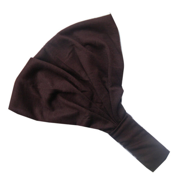 Keshet Accessories Wide Cotton Hair Band Solid Boho Yoga Style Soft Headband - Tan