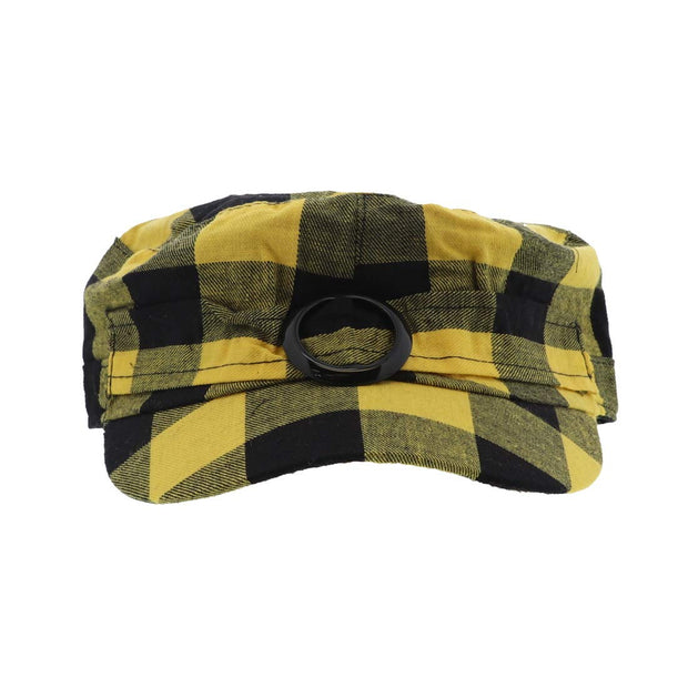 Plaid Hat with Buckle Newsboy Cap for Women