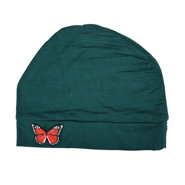Sleep Cap / Wig Liner with Red Butterfly Applique