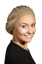 Beret / Snood with Gold Crystal Studs