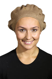 Beret / Snood with Gold Crystal Studs