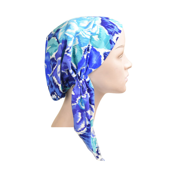 Cotton Soft Ladies Pre-Tied Bandana Chemo Cap Headscarf Blue