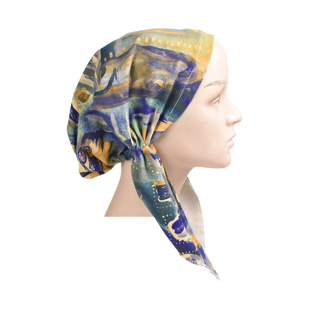 Cotton Soft Ladies Pre Tied Bandana Chemo Cap Headscarf Blue Teal