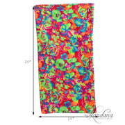 Set of 3 Cotton Stretch Neck Gaiters Multi Use Scarf - Neon Flowers