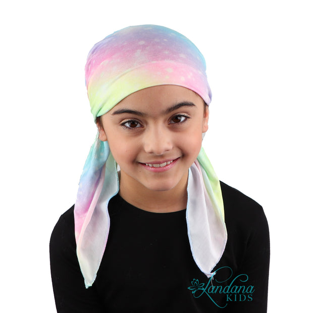 Printed Headscarf for Kids Pretied Cancer Cap - Pastel Ombre