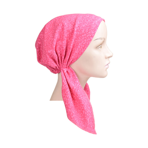Cotton Soft Ladies Pre Tied Bandana Chemo Cap Headscarf Pink Marble