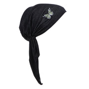 Pretied Chemo Cap with Green Butterfly Applique