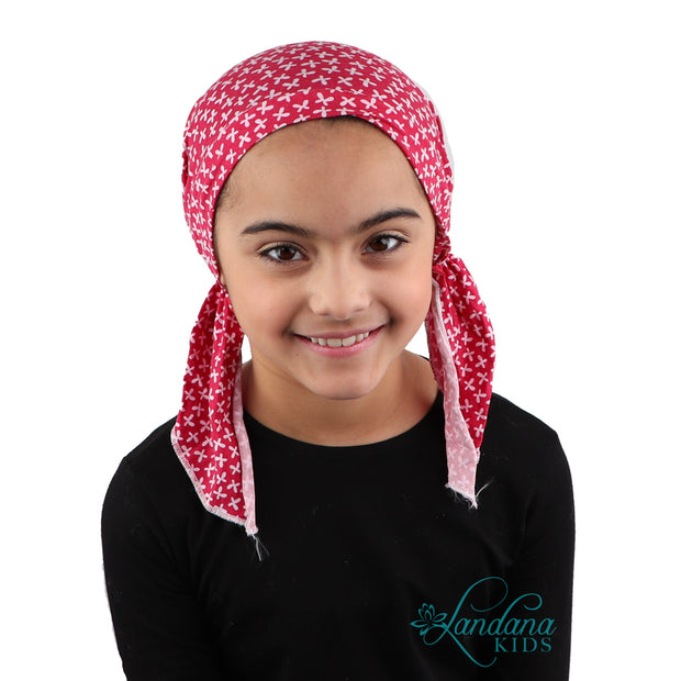 Kids Red Butterfly Pretied Chemo Cap