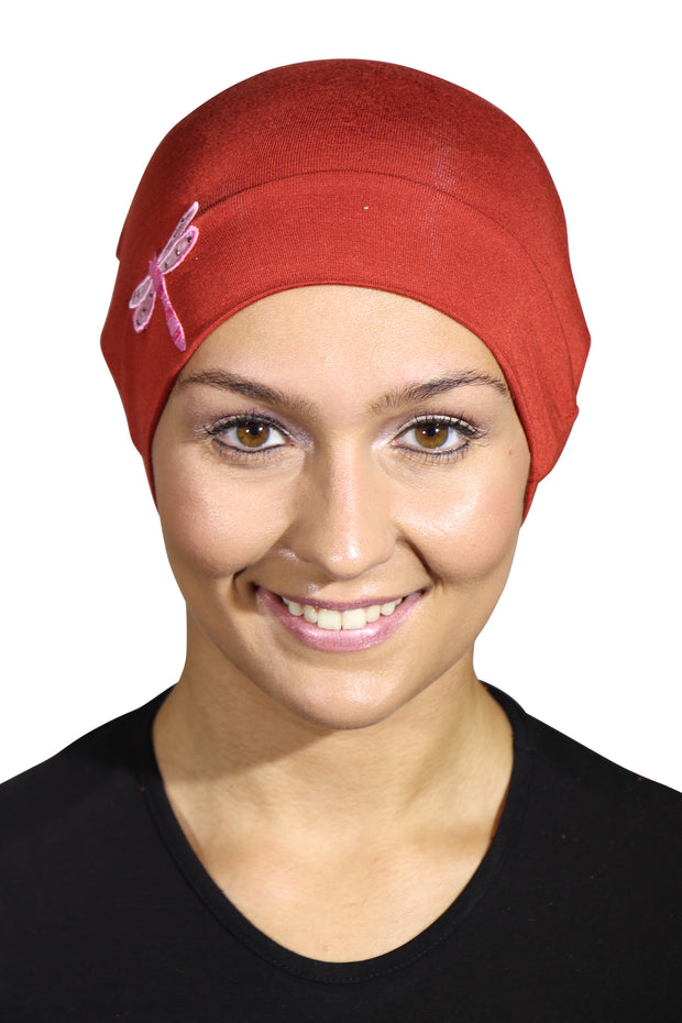 Landana Headscarves Chemo Beanie Sleep Cap Pink Dragonfly