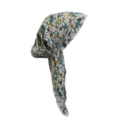 Pretied Head Scarf Cancer Chemo Cap Printed Headcover Blue